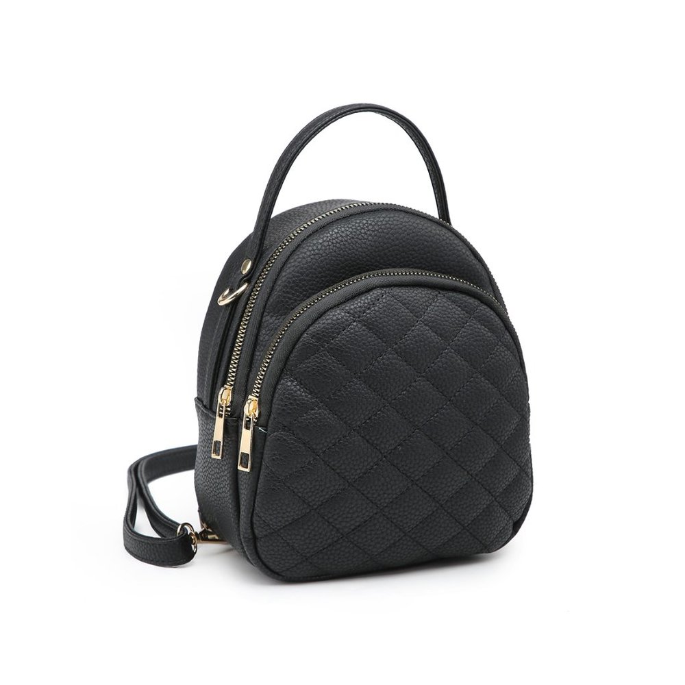 Leatherette Quilted Pattern Backpack - Picture 8 of 8